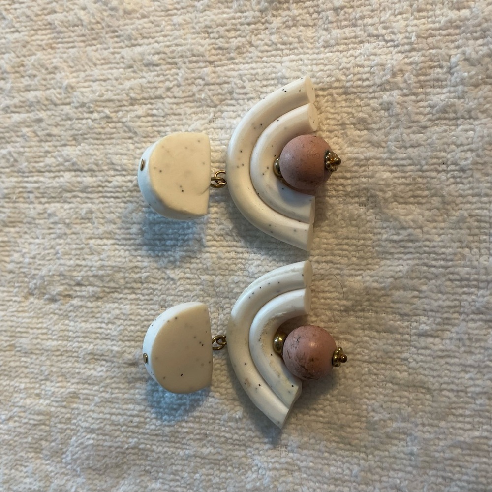 Elegant White and Pink Earrings